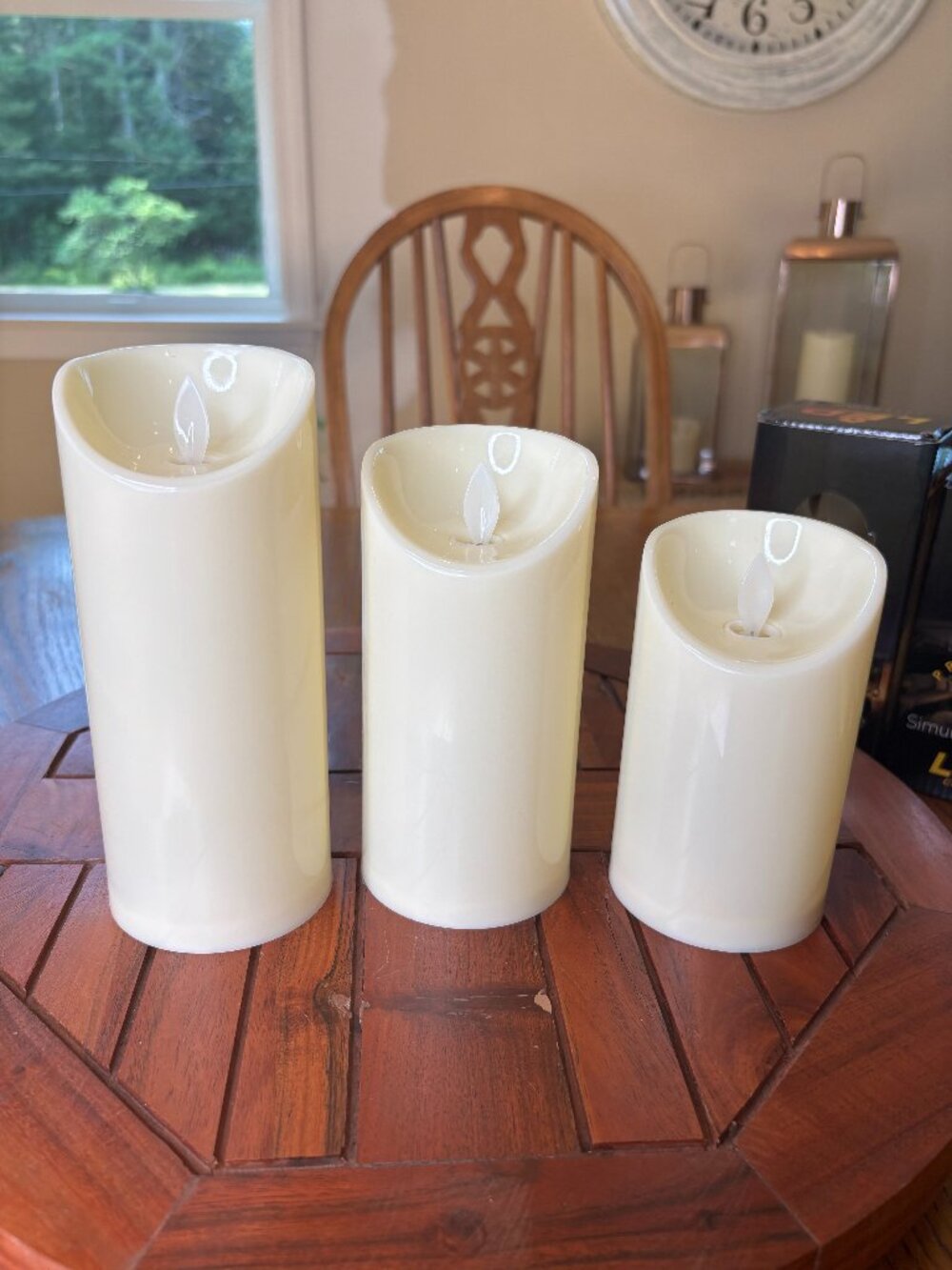3-Piece Flameless Ivory Battery-Powered LED Pillar Candle Set W/ Remote Control - Picture 3 of 16